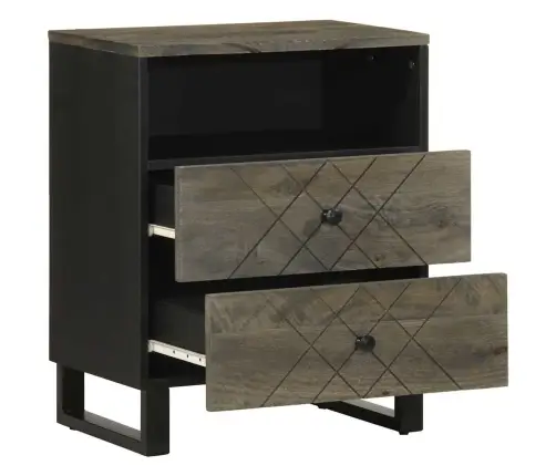 Naktsskapītis, Melns, 50X33X62 Cm, Mango Masīvkoks Vidaxl