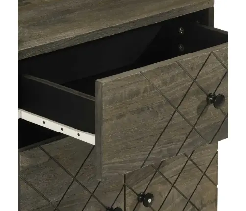 Naktsskapītis, Melns, 50X33X60 Cm, Mango Masīvkoks Vidaxl