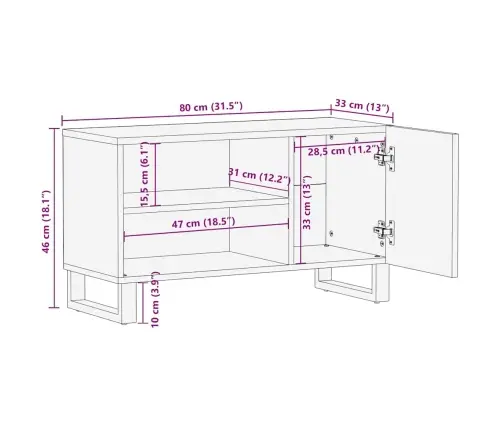 Telerialus, Must, 80X33X46 cm Mangopuit