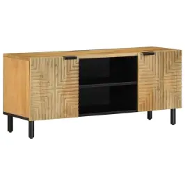 Tv Skapis Brūns 105X33X46 Cm Masīvkoka Mango Vidaxl