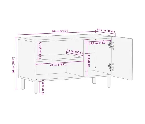 Telerikapp Pruun 80X31,5X46 Cm Täispuidust Mango