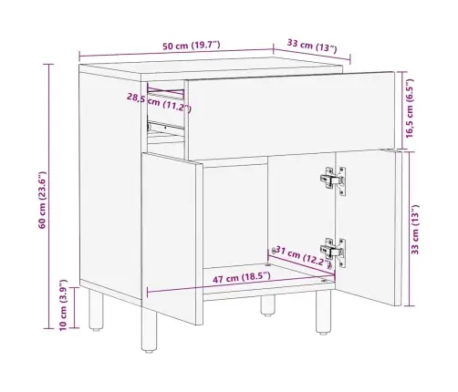 Šalia Lovos Spintelė Su Stalčių Ruda 50 X 33 X 60 Cm
