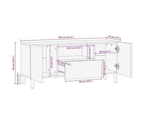 Tv Üksused Uksega Tugev Akatsiapuu 105 X 33,5 X 46 Cm Tehispuit