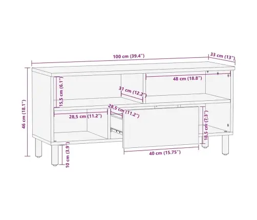 Tv Vienetai Kietos Akacijos Mediena 100 X 33,5 X 46 Cm