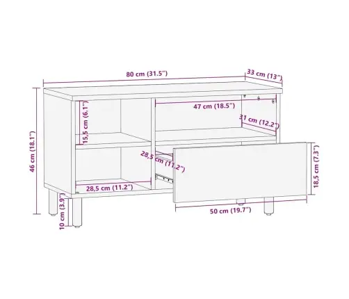 Tv Üksused Tugev Akatsiapuu 80 X 33,5 X 46 Cm Tehispuit