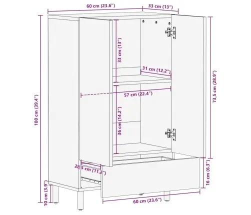 Augstais Skapītis 60X33X100 Cm Cietkoks Akācija Vidaxl