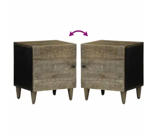 Öökapid 2 Tk Helehall 40X33X46 Cm Täispuidust Mango