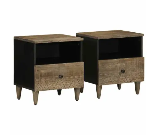 Naktsskapīši 2 Gab Gaiši Pelēki 40X33X46 Cm Masīvkoka Mango Vidaxl