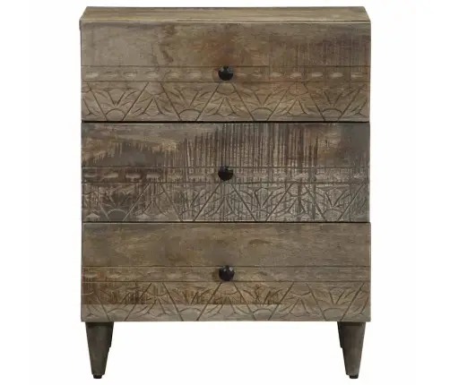 Naktsskapītis Gaiši Pelēks 50X33X60 Cm Masīvkoka Mango Vidaxl