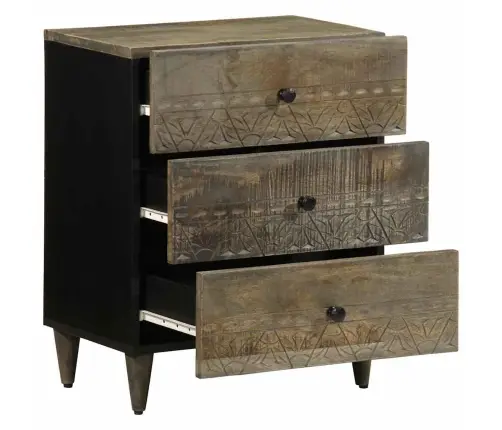 Naktsskapītis Gaiši Pelēks 50X33X60 Cm Masīvkoka Mango Vidaxl