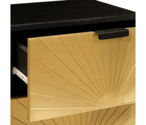 Naktsgaldiņš 2 Pcs Melns Un Zelts 40 X 33.5 X 46 Cm Vidaxl