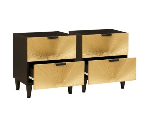 Naktsgaldiņš 2 Pcs Melns Un Zelts 40 X 33.5 X 46 Cm Vidaxl