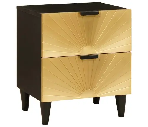 Naktsgaldiņš 2 Pcs Melns Un Zelts 40 X 33.5 X 46 Cm Vidaxl