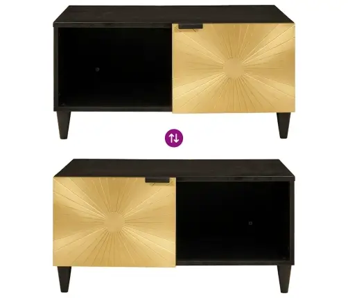 Kafijas Galdiņš Melns Un Zelts 80 X 50 X 40 Cm Vidaxl