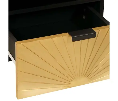 Naktsgaldiņš Ar Atvilktni 2 Pcs Melns Un Zelts 40 X 33 X 46 Cm Vidaxl