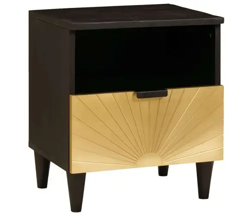 Naktsgaldiņš Ar Atvilktni 2 Pcs Melns Un Zelts 40 X 33 X 46 Cm Vidaxl