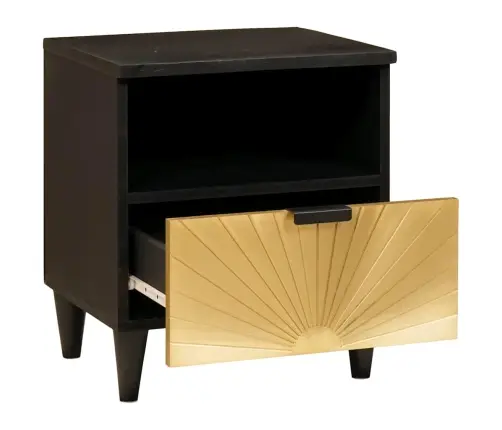 Naktsgaldiņš Ar Atvilktni 2 Pcs Melns Un Zelts 40 X 33 X 46 Cm Vidaxl