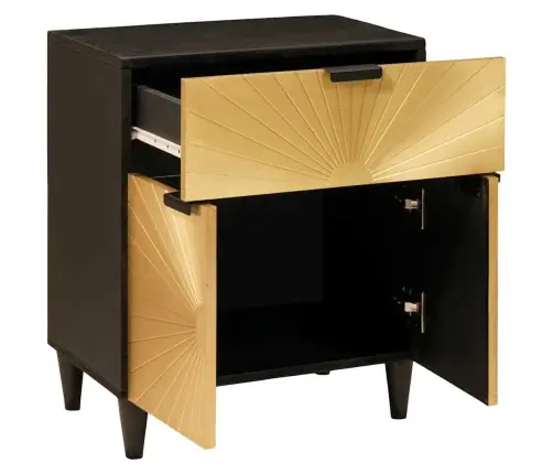 Öökapp Sahtliga Must Ja Kuldne 50 X 33 X 60 Cm Mangopuit