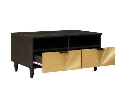 Kohvilaud Sahtliga Must Ja Kuldne 80 X 54 X 40 Cm Mangopuit Kohvilaud Sahtliga Must Ja Kuldne 80 X 54 X 40 Cm Mangopuit