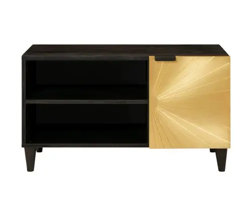 Televizora Skapīša Ar Plauktu Melns Un Zelts 80 X 33 X 46 Cm Vidaxl