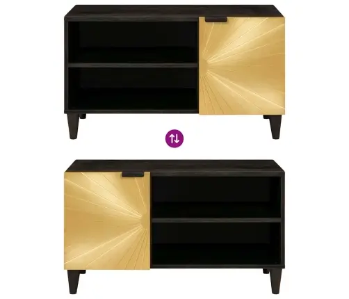 Televizora Skapīša Ar Plauktu Melns Un Zelts 80 X 33 X 46 Cm Vidaxl