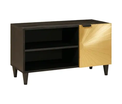 Televizora Skapīša Ar Plauktu Melns Un Zelts 80 X 33 X 46 Cm Vidaxl
