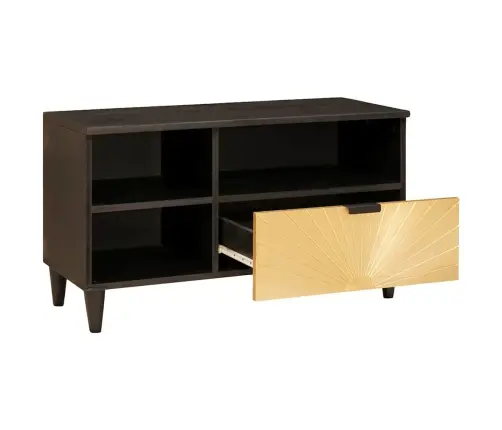Televizora Skapīša Ar Atvilktni Melns Un Zelts 80 X 33 X 46 Cm Vidaxl