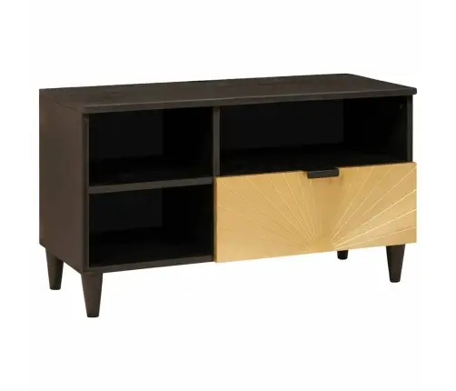Televizora Skapīša Ar Atvilktni Melns Un Zelts 80 X 33 X 46 Cm Vidaxl