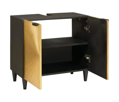 Izlietnes Skapītis Ar Plauktu Melns Un Zelts 62 X 33 X 58 Cm Vidaxl Izlietnes Skapītis Ar Plauktu Melns Un Zelts 62 X 33 X 58 Cm Vidaxl