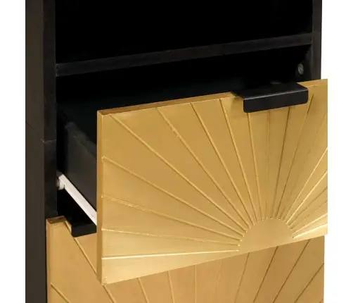 Vannitoa Kapp Uksega Must Ja Kuldne 38 X 33 X 160 Cm Mangopuit