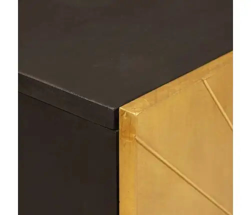 Sānu Skapis Melns Un Zelts 90 X 33.5 X 75 Cm Mango Masīvkoks Vidaxl