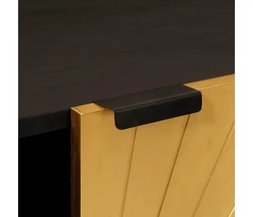 Sānu Skapis Melns Un Zelts 90 X 33.5 X 75 Cm Mango Masīvkoks Vidaxl