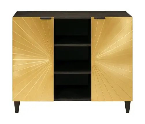 Sānu Skapis Melns Un Zelts 90 X 33.5 X 75 Cm Mango Masīvkoks Vidaxl