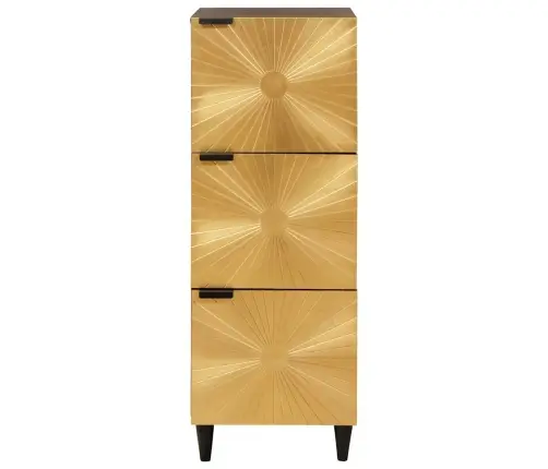 Sānu Skapis Melns Un Zelta 40 X 33.5 X 110 Cm Mango Masīvkoks Vidaxl