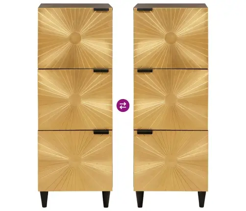 Sānu Skapis Melns Un Zelta 40 X 33.5 X 110 Cm Mango Masīvkoks Vidaxl