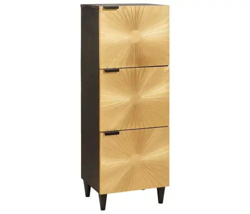 Sānu Skapis Melns Un Zelta 40 X 33.5 X 110 Cm Mango Masīvkoks Vidaxl