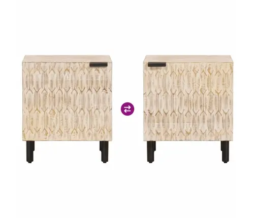 Nakts Skapītis 2 Pcs Balts 40 X 33,5 X 46 Cm Cieta Mango Koksne Vidaxl