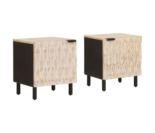 Nakts Skapītis 2 Pcs Balts 40 X 33,5 X 46 Cm Cieta Mango Koksne Vidaxl