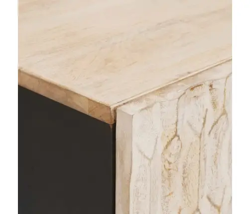 Šalia Lovos Spintelė Balta 40 X 33,5 X 46 Cm Kietas Mango Medis