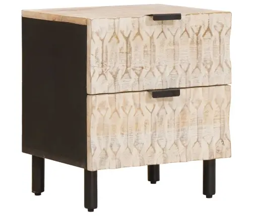 Nakts Skapītis 2 Pcs Balts 40 X 33,5 X 46 Cm Cieta Mango Koksne Vidaxl