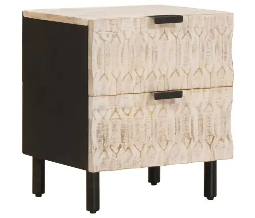 Nakts Skapītis 2 Pcs Balts 40 X 33,5 X 46 Cm Cieta Mango Koksne Vidaxl