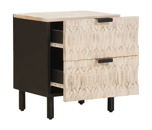 Nakts Skapītis 2 Pcs Balts 40 X 33,5 X 46 Cm Cieta Mango Koksne Vidaxl