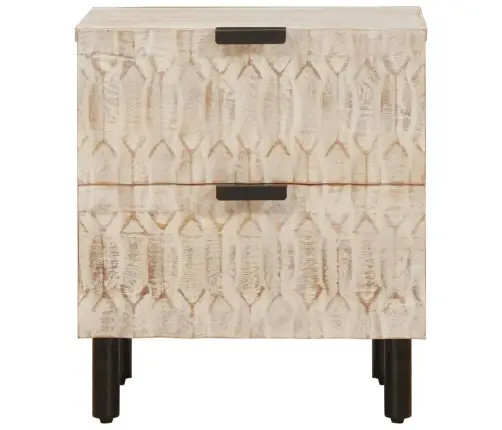 Nakts Skapītis 2 Pcs Balts 40 X 33,5 X 46 Cm Cieta Mango Koksne Vidaxl