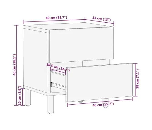 Nakts Skapītis 2 Pcs Balts 40 X 33,5 X 46 Cm Cieta Mango Koksne Vidaxl