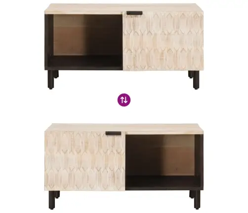 Kafijas Galdiņš Balts 80 X 50 X 40 Cm Cieta Mango Koksne Vidaxl