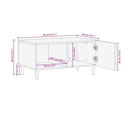 Kafijas Galdiņš Balts 80 X 50 X 40 Cm Cieta Mango Koksne Vidaxl