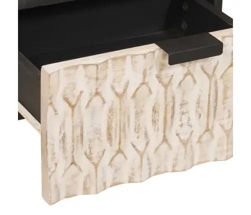 Šalia Lovos Spintelė Balta 40 X 33 X 46 Cm Kietas Mango Medis