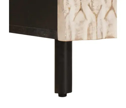 Šalia Lovos Spintelė Balta 40 X 33 X 46 Cm Kietas Mango Medis