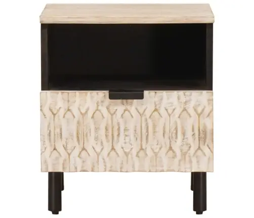 Šalia Lovos Spintelė Balta 40 X 33 X 46 Cm Kietas Mango Medis