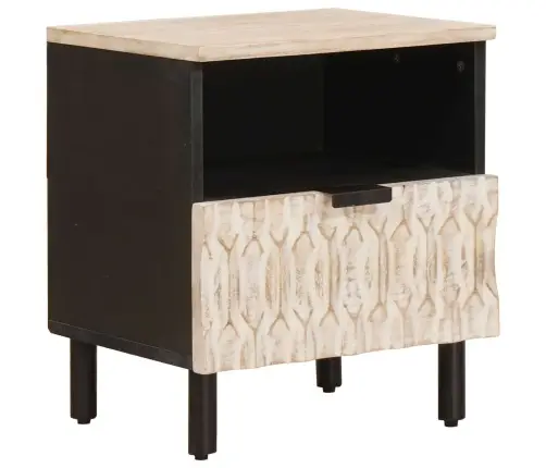 Šalia Lovos Spintelė Su Stalčių 2 Pcs Balta 40 X 33 X 46 Cm